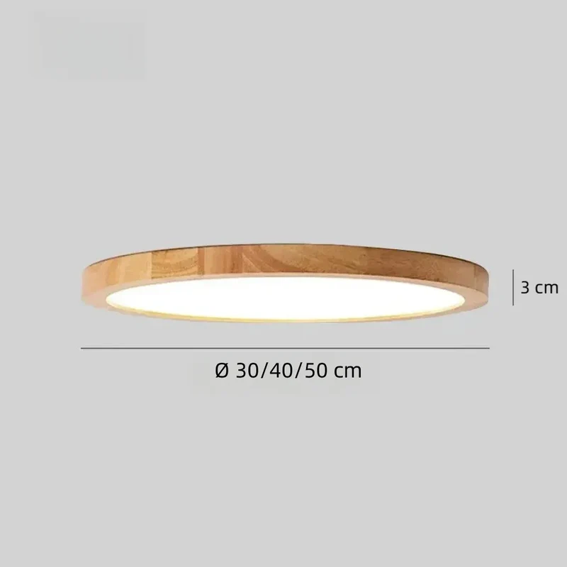 Runde Deckenlampe Holz LED skandinavischer Stil, flach, dimmbar Schlafzimmer