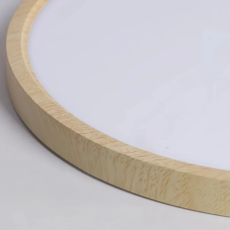 Runde Deckenlampe Holz LED skandinavischer Stil, flach, dimmbar Schlafzimmer