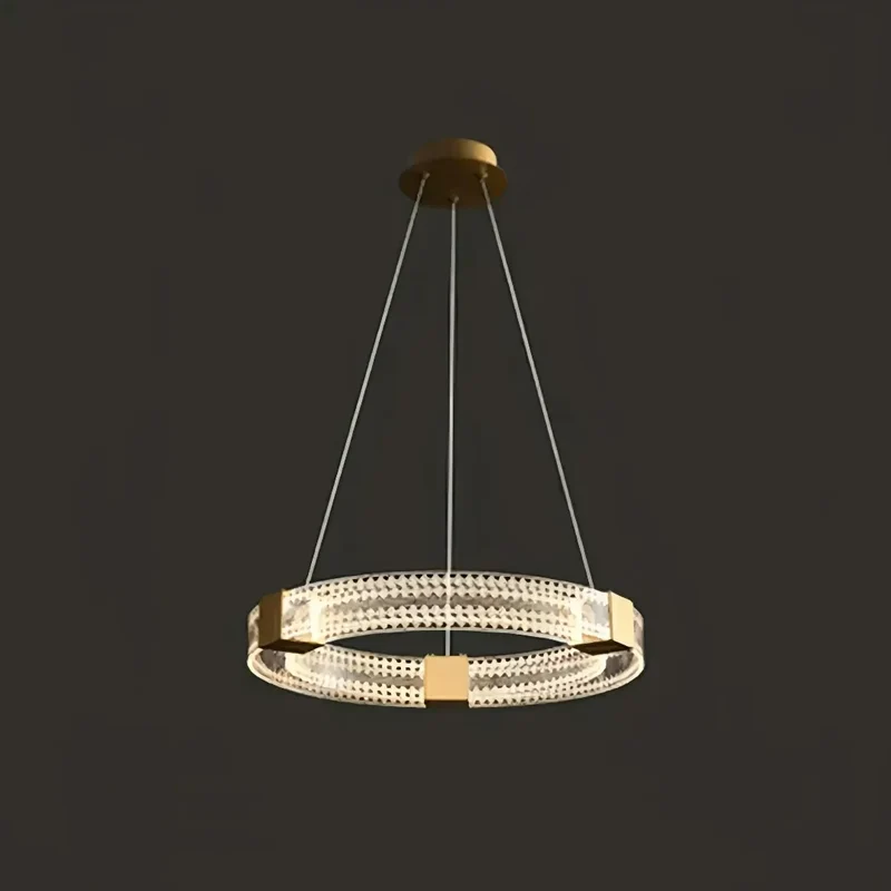 Moderne Ring Pendelleuchte in Goldoptik, dimmbar, ideal für Wohnzimmer