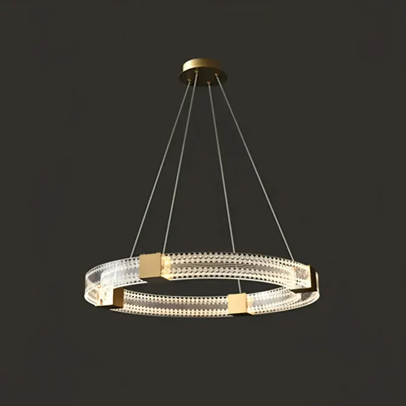 Moderne Ring Pendelleuchte in Goldoptik, dimmbar, ideal für Wohnzimmer
