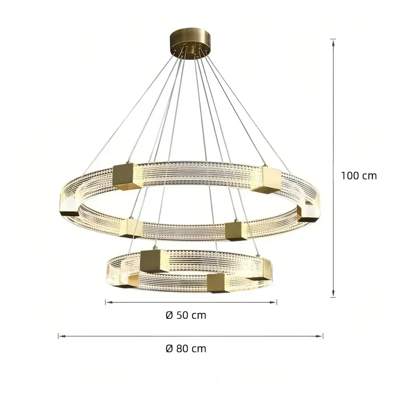 Moderne Ring Pendelleuchte in Goldoptik, dimmbar, ideal für Wohnzimmer