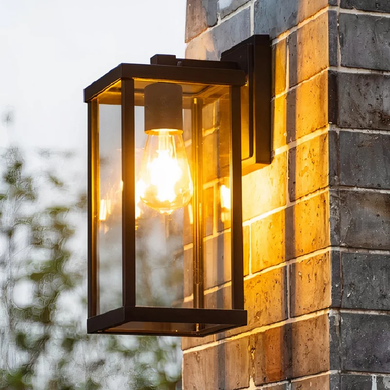 Industrial Außenwandleuchte aus Aluminium und Glas IP65 Schwarz
