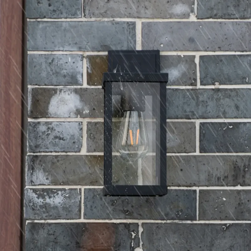 Industrial Außenwandleuchte aus Aluminium und Glas IP65 Schwarz