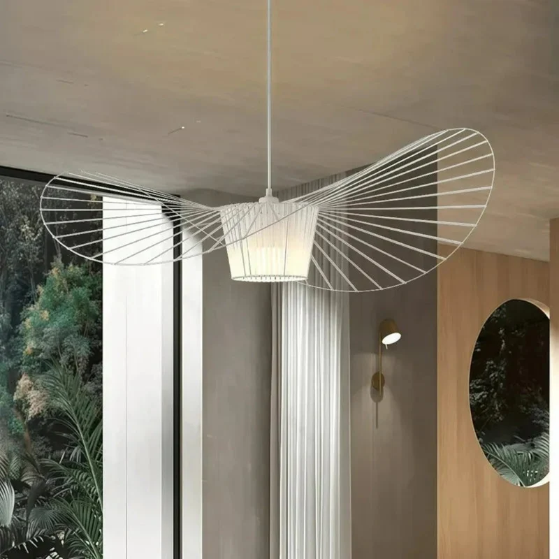 Dimmbare Pendelleuchte Hut mit Stoffschirm für Wohnzimmer