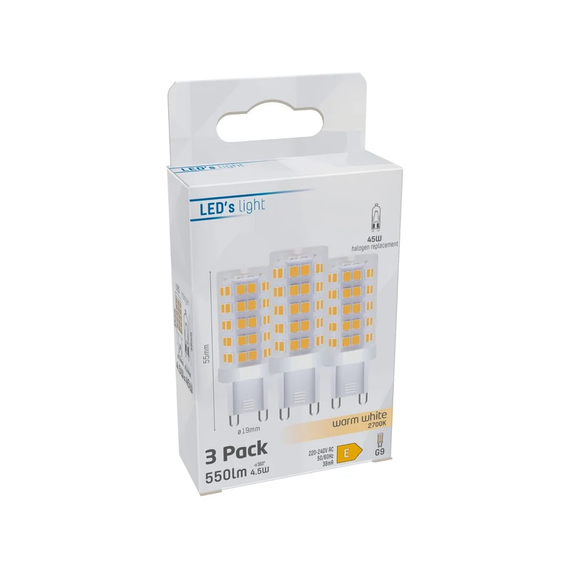 LED Kapsel G9 4.5W warmweiß Klar 3-Pack - LED's Light