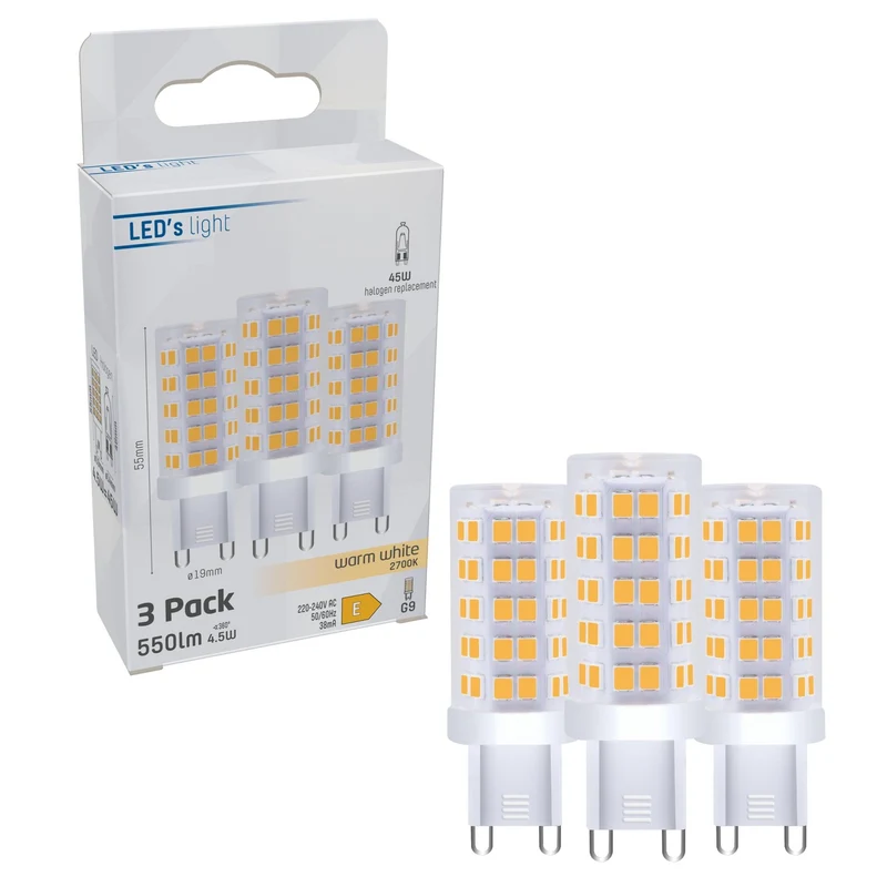 LED Kapsel G9 4.5W warmweiß Klar 3-Pack - LED's Light