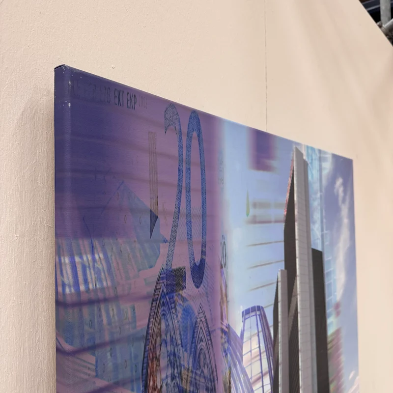 Wandbild 90x90 - Frankfurt Modern Skyline - Fotodruck auf Leinwand Gebraucht
