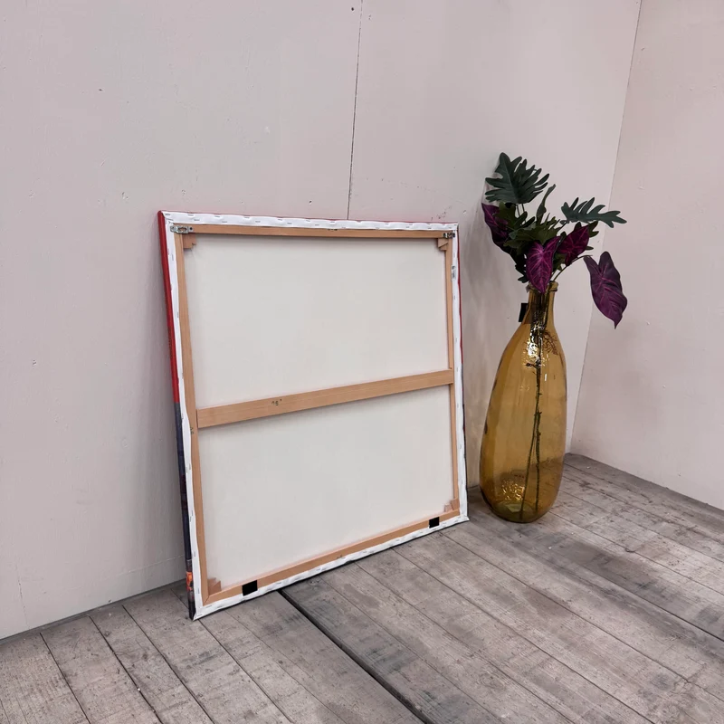 Wandbild 90x90 - Frankfurt Rot Skyline - Fotodruck auf Leinwand Gebraucht