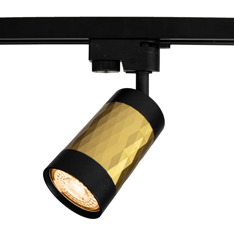 LED 1-Phasen-Schienenstrahler mit GU10-Fassung | Schwarz mit Gold