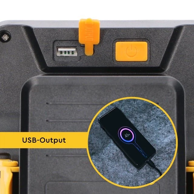 LED Akku Baustrahler 18V kompatibel mit Makita, Bosch, DeWalt, Milwaukee, Metabo – 2900lm Arbeitsleuchte IP54 & IK08 – Baustellenlampe inkl. 4 Marken-Adapter - LED's Work