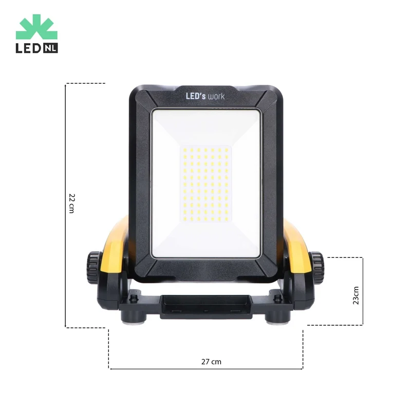 LED Akku Baustrahler 18V kompatibel mit Makita, Bosch, DeWalt, Milwaukee, Metabo – 2900lm Arbeitsleuchte IP54 & IK08 – Baustellenlampe inkl. 4 Marken-Adapter - LED's Work