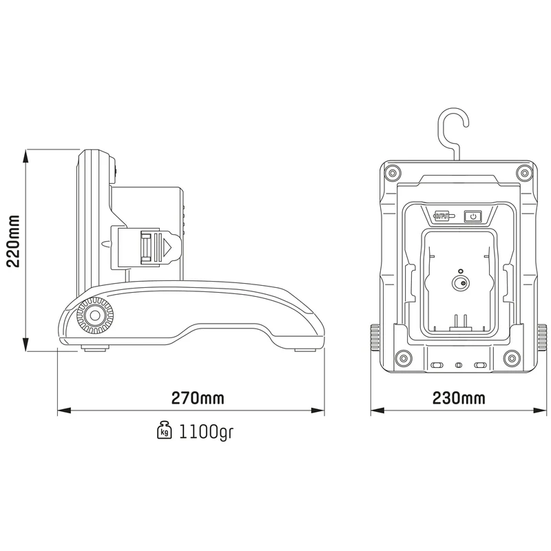 LED Akku Baustrahler 18V kompatibel mit Makita, Bosch, DeWalt, Milwaukee, Metabo – 2900lm Arbeitsleuchte IP54 & IK08 – Baustellenlampe inkl. 4 Marken-Adapter - LED's Work