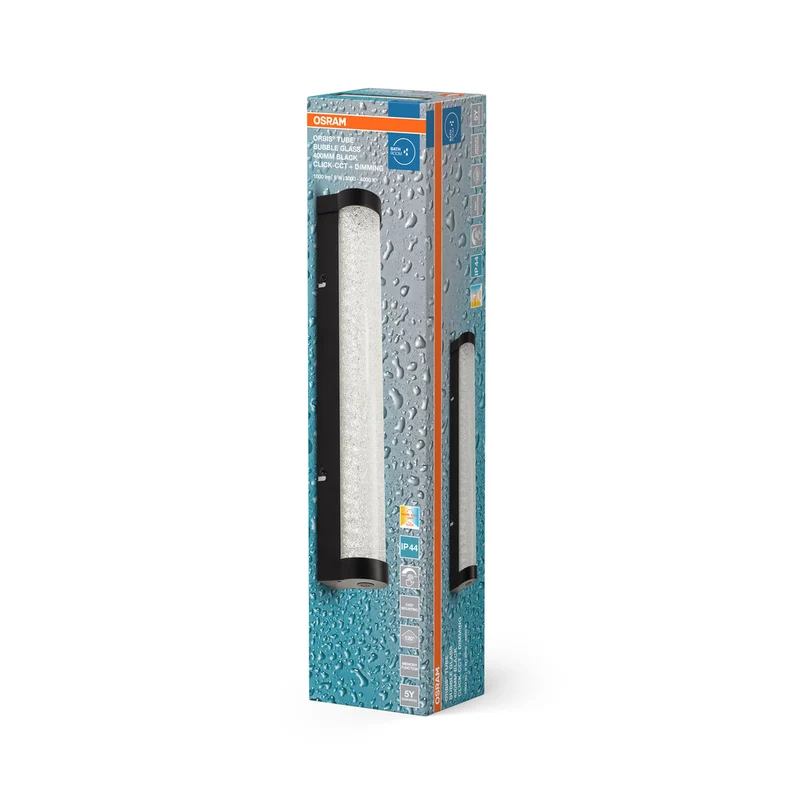 OSRAM ORBIS Tube Badezimmer Spiegel-/Wandleuchte Blasen-Glas 9W 40cm schwarz