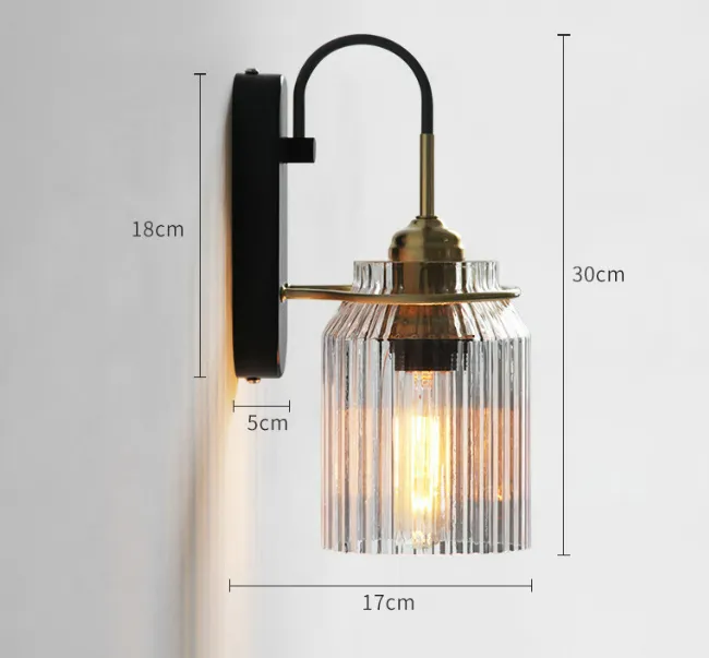 Industriestil Glas Wandleuchte für Schlafzimmer
