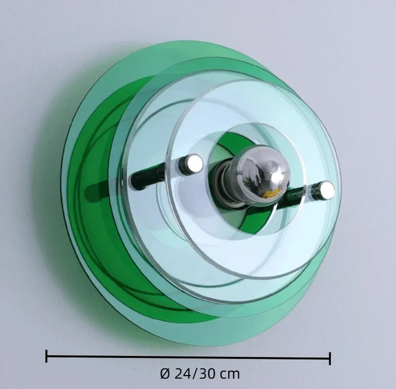 Moderne grüne Wandleuchte im UFO-Design aus Acryl für Schlafzimmer