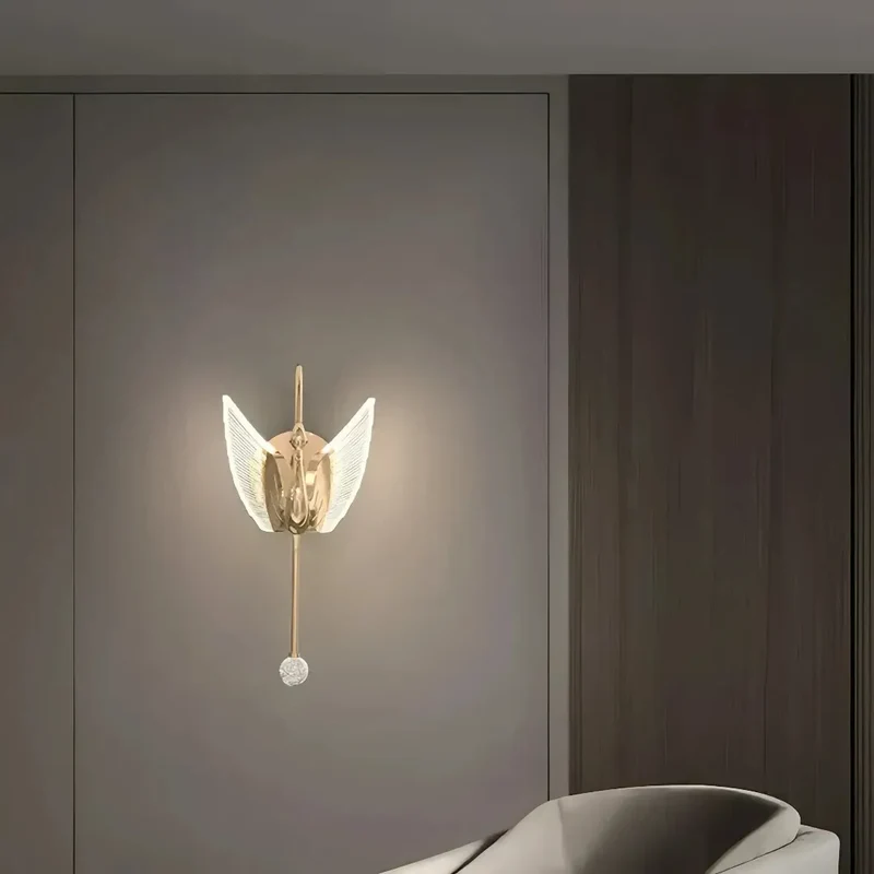 LED Wandleuchte für Schlafzimmer im Schwanen-Design, dimmbar