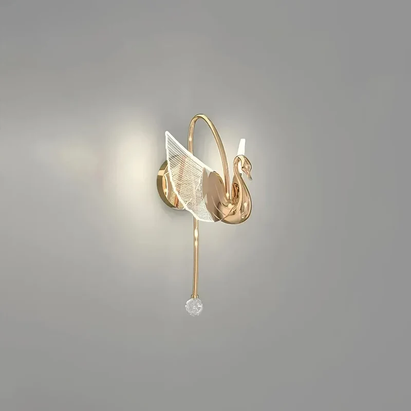 LED Wandleuchte für Schlafzimmer im Schwanen-Design, dimmbar