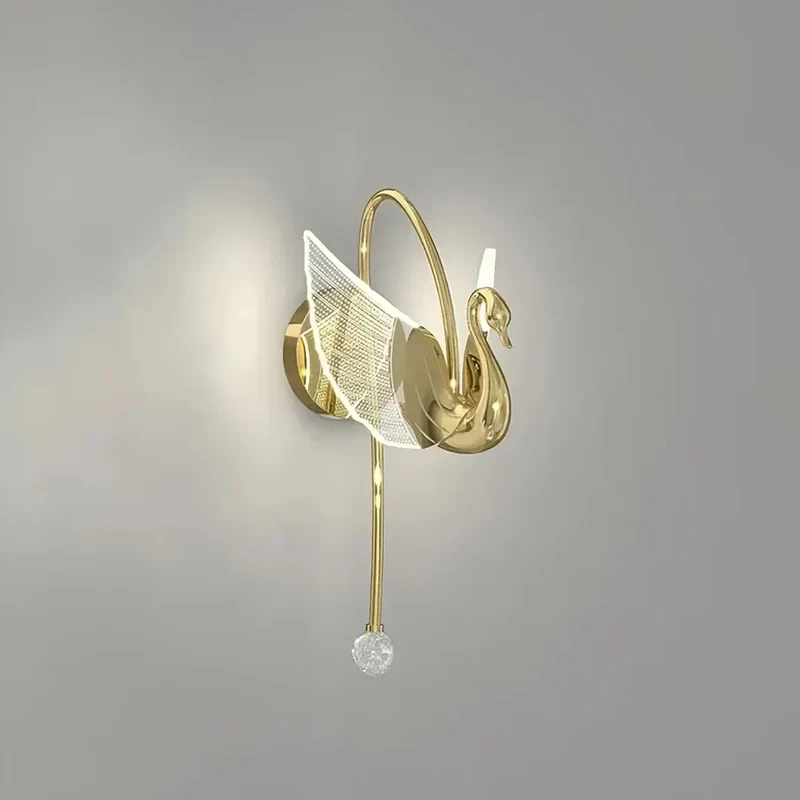 LED Wandleuchte für Schlafzimmer im Schwanen-Design, dimmbar