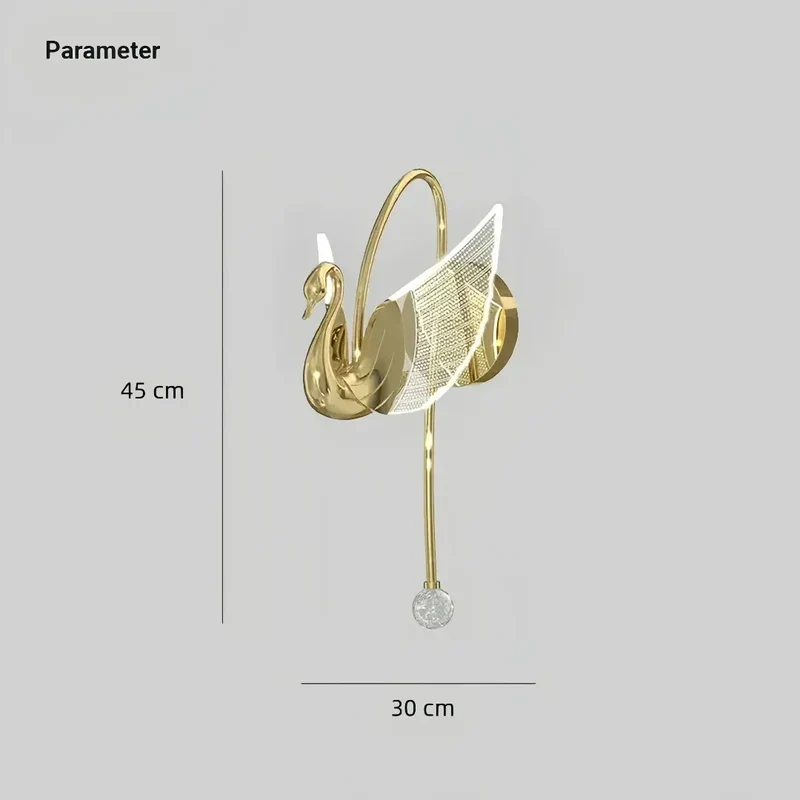 LED Wandleuchte für Schlafzimmer im Schwanen-Design, dimmbar