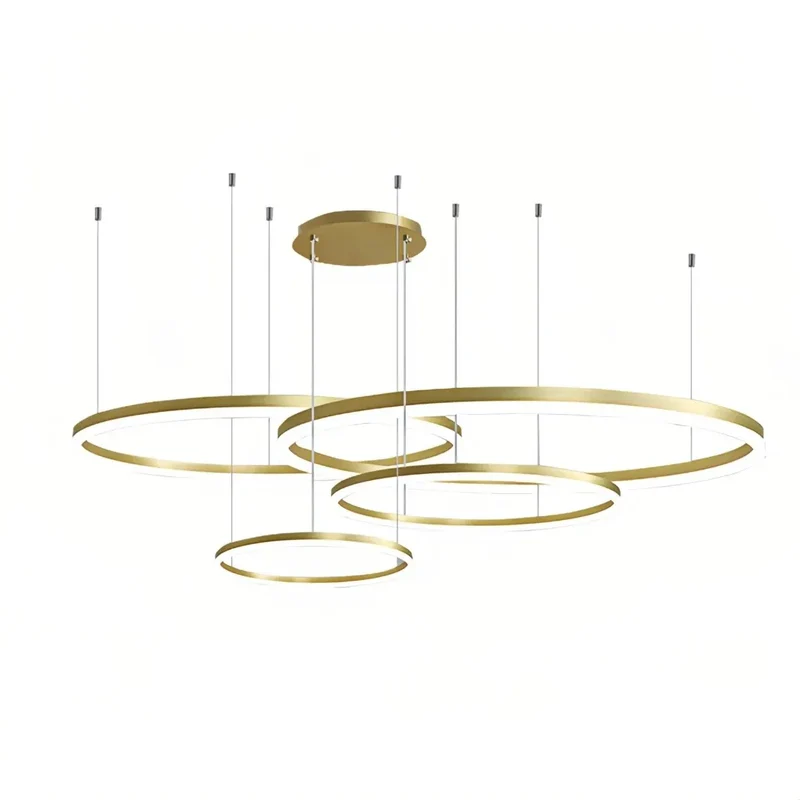 Moderne LED Ring Pendelleuchte aus Metall – dimmbar fürs Wohnzimmer