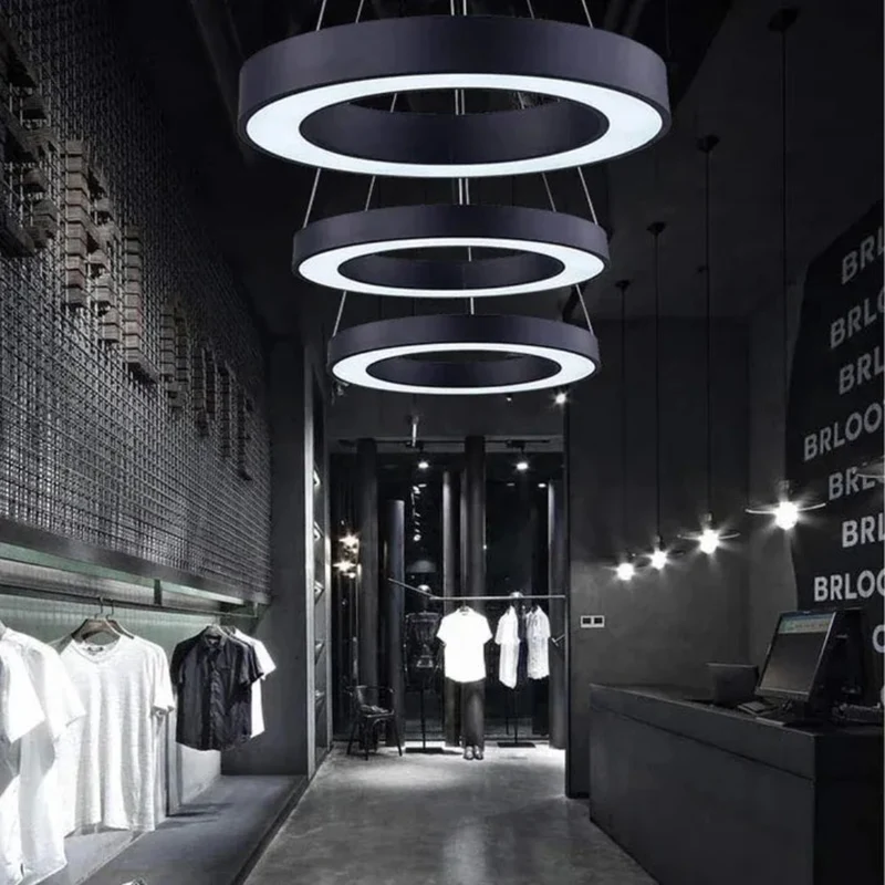 Moderne LED Ring Pendelleuchte – dimmbar, schwarz, ideal für Esszimmer & Büro