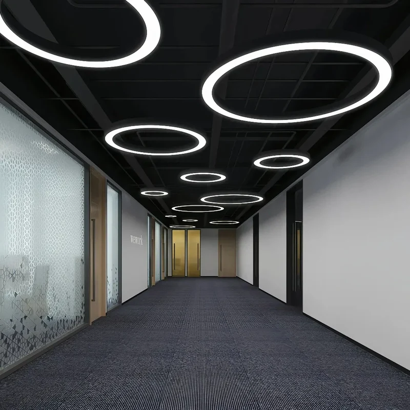 Moderne LED Ring Pendelleuchte – dimmbar, schwarz, ideal für Esszimmer & Büro