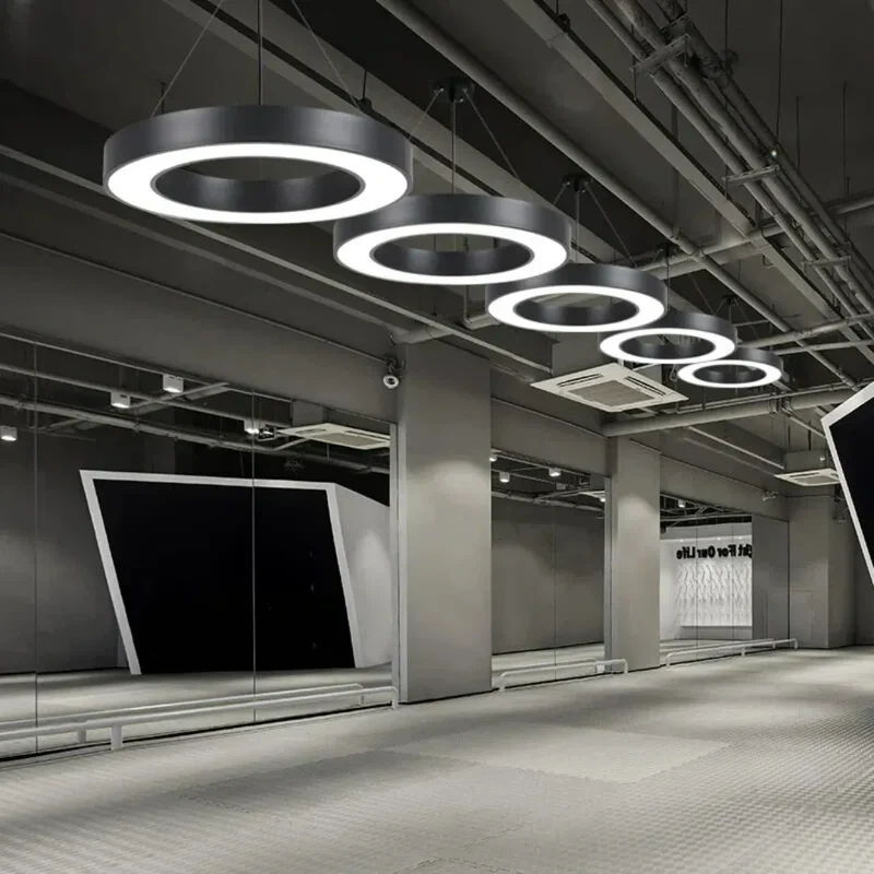 Moderne LED Ring Pendelleuchte – dimmbar, schwarz, ideal für Esszimmer & Büro