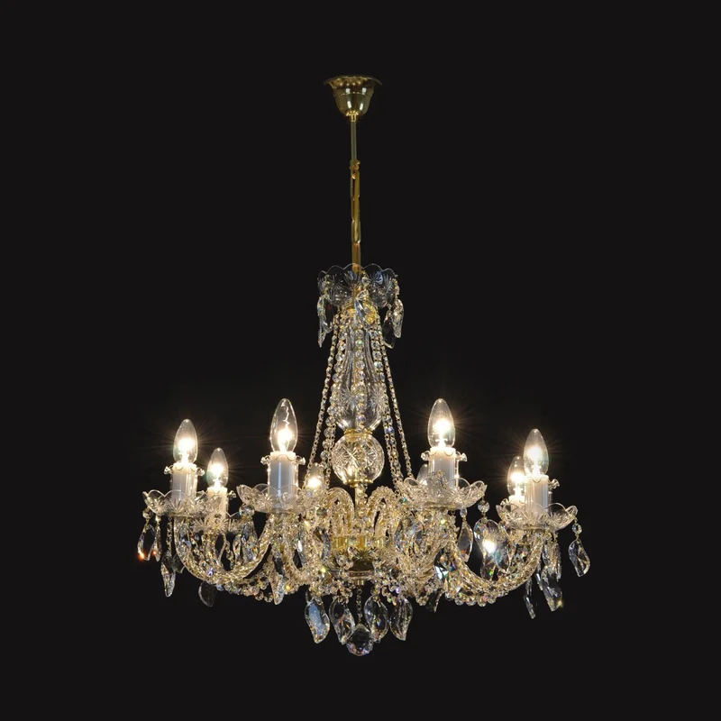 Casa Padrino Luxus Barock Kristall Kronleuchter Gold Ø 65 x H. 58 cm - Prunkvolle Messing Kronleuchter mit böhmischem Kristallglas - Barock Möbel - Edel & Prunkvoll