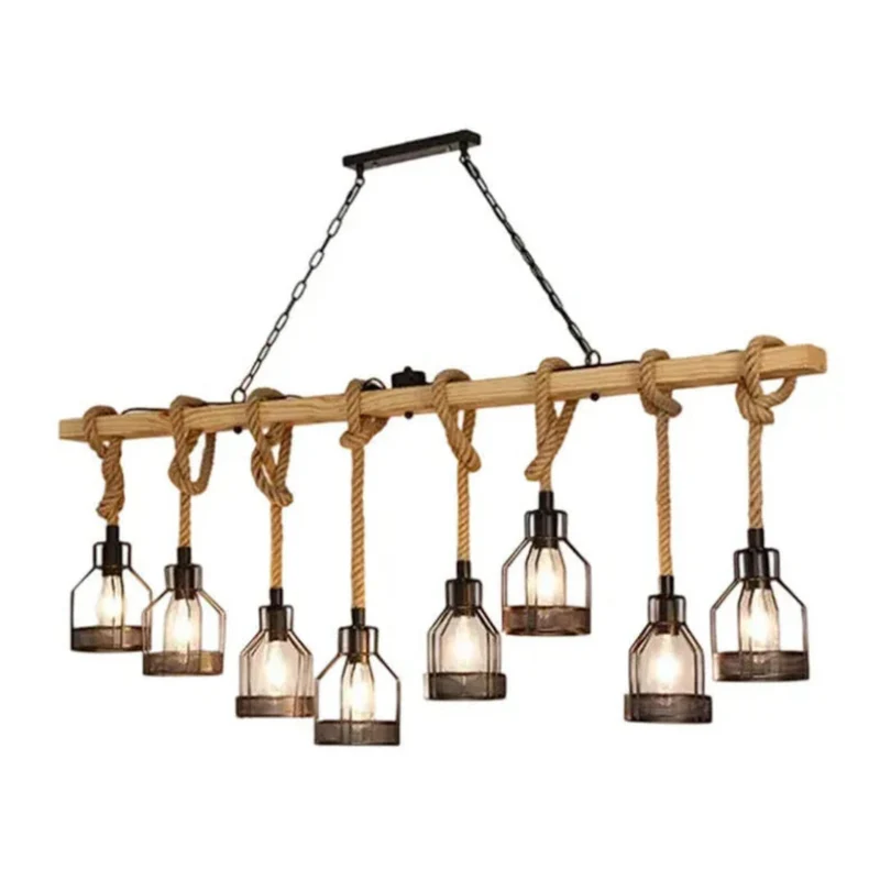 Pendelleuchte Holz Seil Industrial für Esszimmer