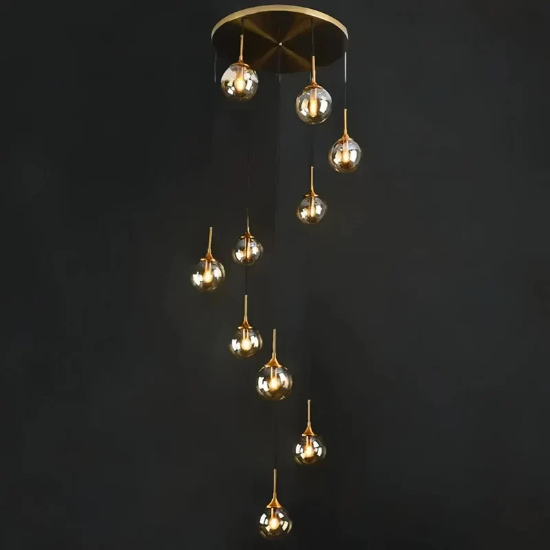 Moderner LED-Kronleuchter aus Glas für das Treppenhaus
