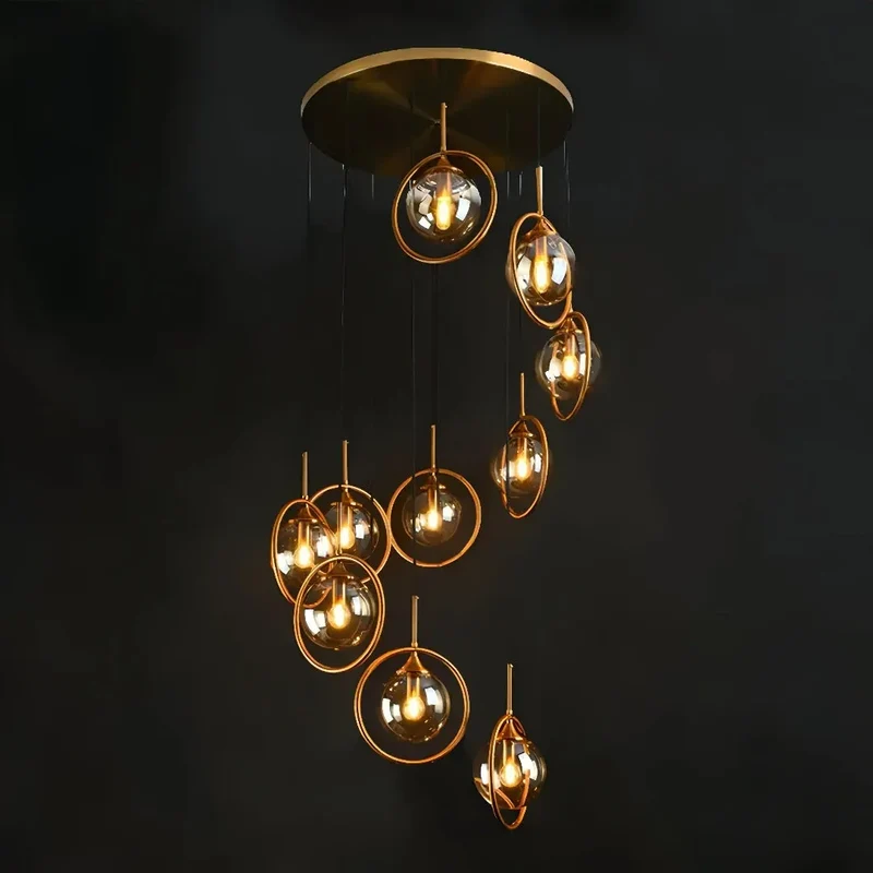Moderner LED-Kronleuchter aus Glas für das Treppenhaus