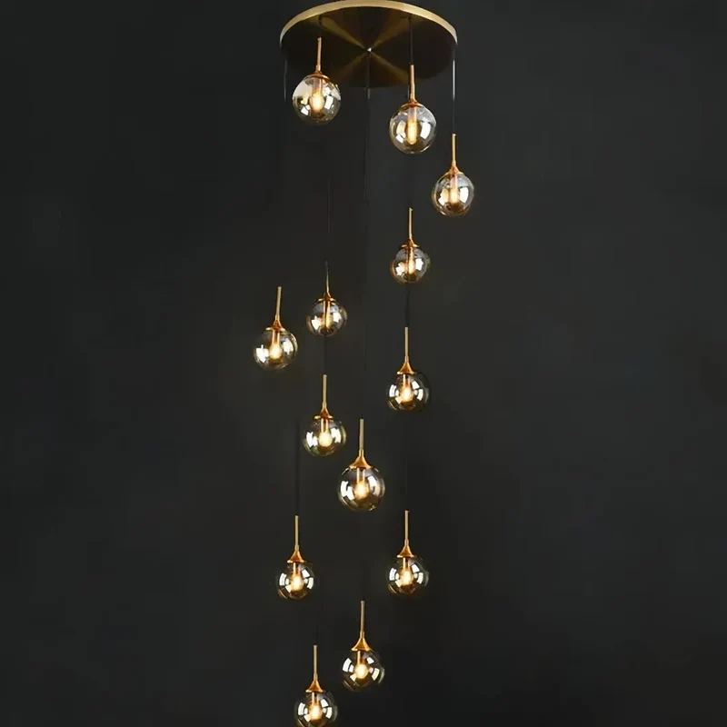 Moderner LED-Kronleuchter aus Glas für das Treppenhaus