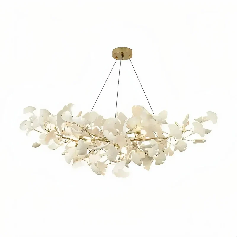 Ginkgo LED Kronleuchter aus Keramik für Wohnzimmer