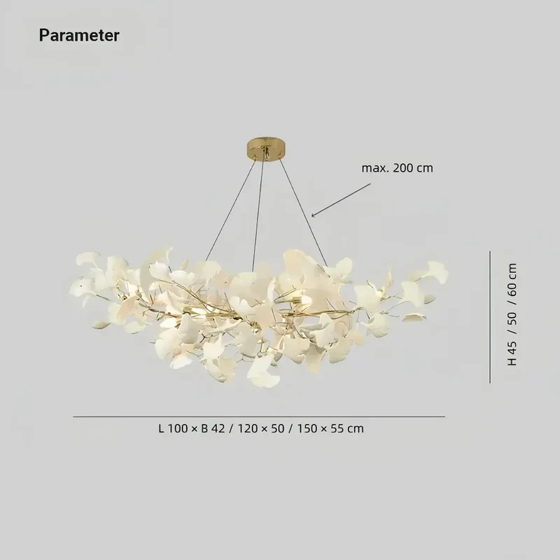 Ginkgo LED Kronleuchter aus Keramik für Wohnzimmer