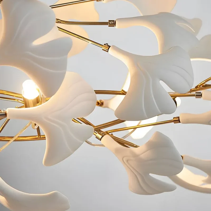 Ginkgo LED Kronleuchter aus Keramik für Wohnzimmer