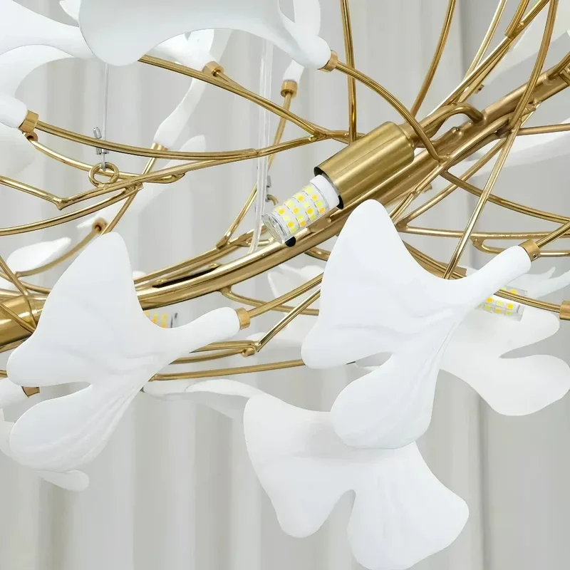 Ginkgo LED Kronleuchter aus Keramik für Wohnzimmer