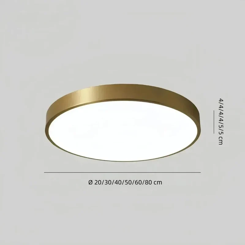 Moderne runde LED-Deckenleuchte aus Kupfer in Gold – dimmbar