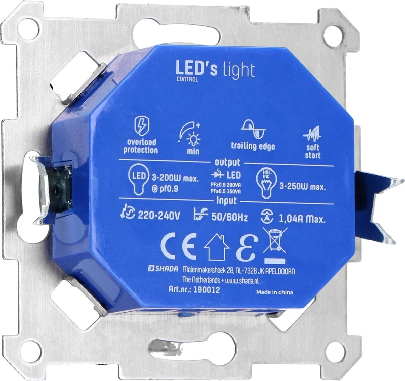 Proventa Premium LED-Dimmer komplett mit Abdeckrahmen – Universell für alle dimmbaren Leuchtmittel – Schwarz