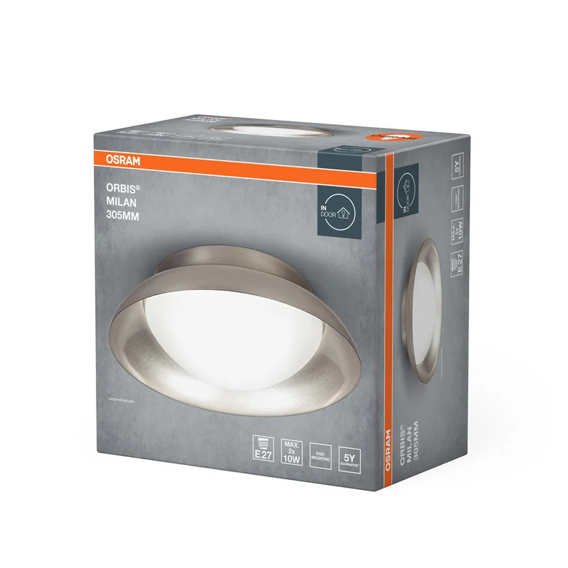 OSRAM ORBIS MILAN Deckenleuchte 305mm, Nickel, 2xE27