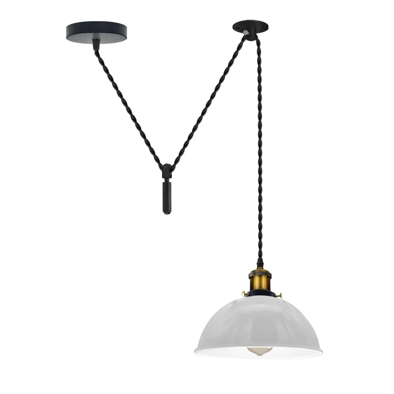 Weiß Metall Pendelleuchte Hängelampe Ø 21cm Fur Wohnzimmer~3069