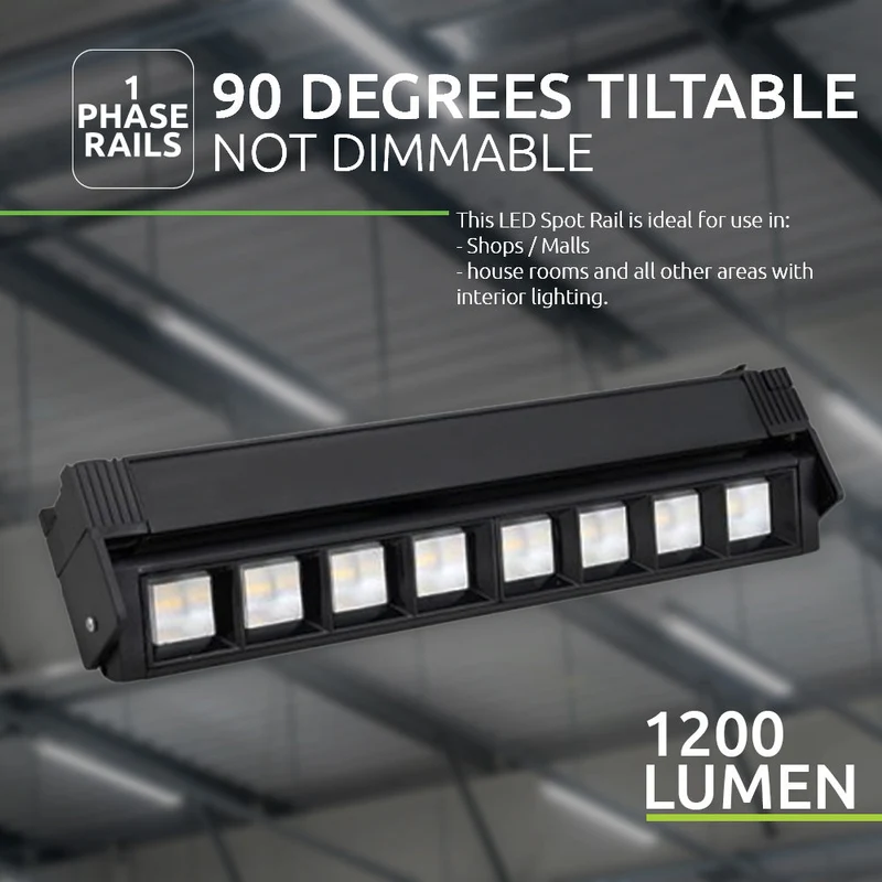 LED 1-Phasen-Stromschienenleuchte | 12 Watt | Schwarz | 30cm | 4000K – Naturweiß