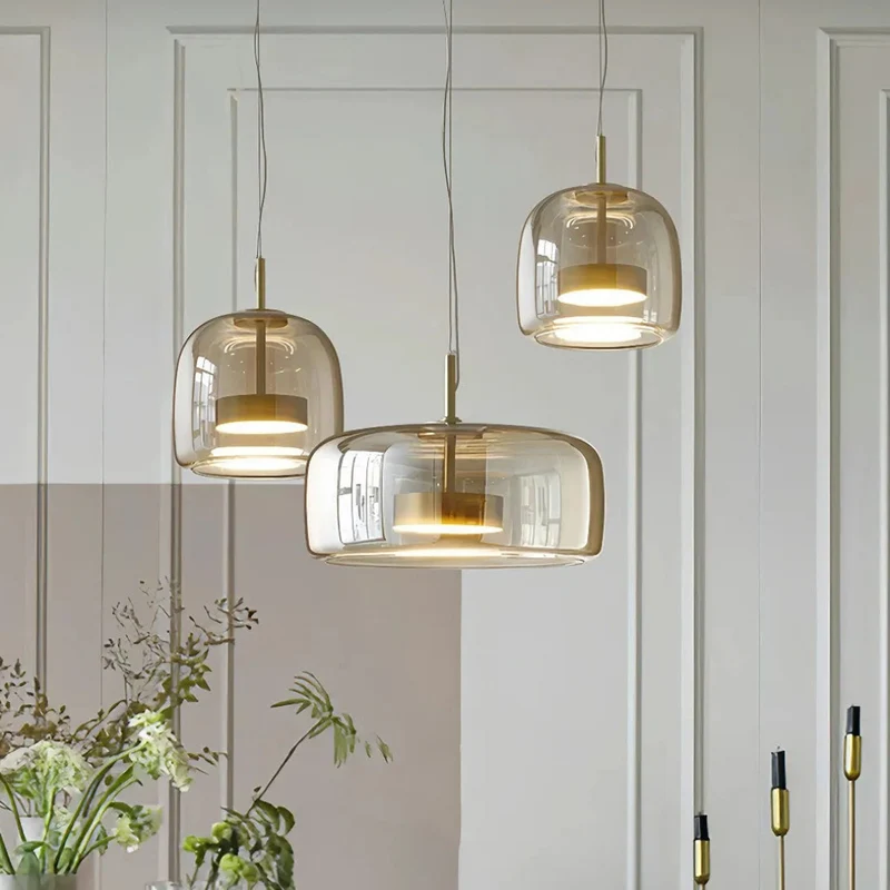 Moderne LED Pendelleuchte aus Glas – dimmbar, ideal für Esszimmer