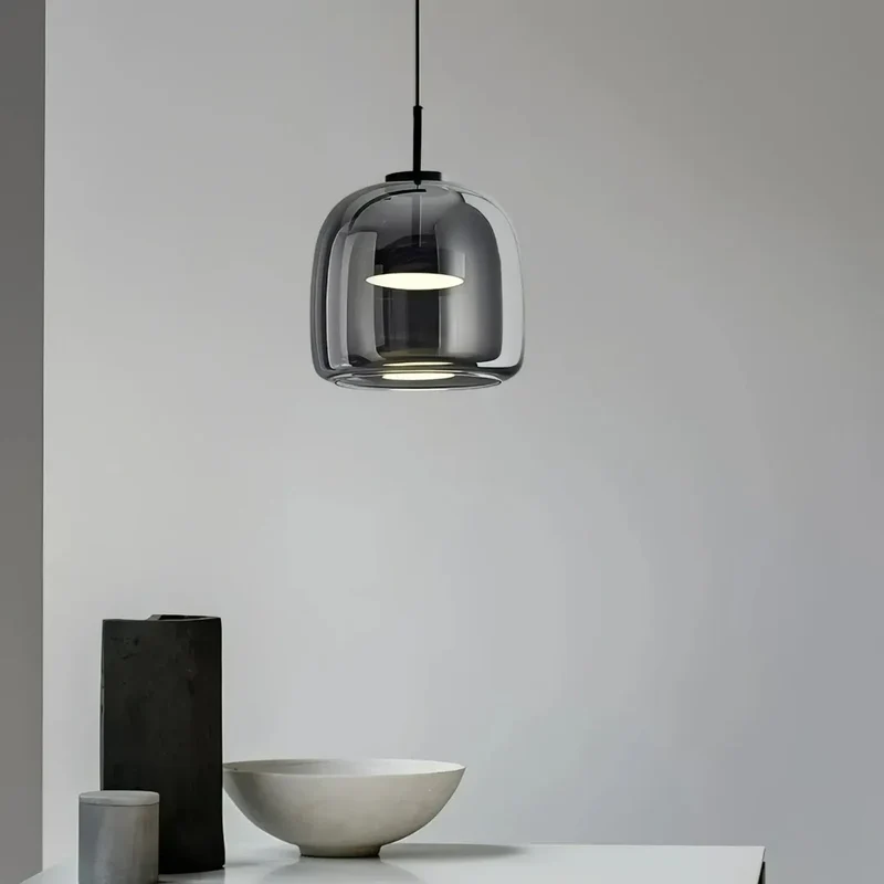 Moderne LED Pendelleuchte aus Glas – dimmbar, ideal für Esszimmer
