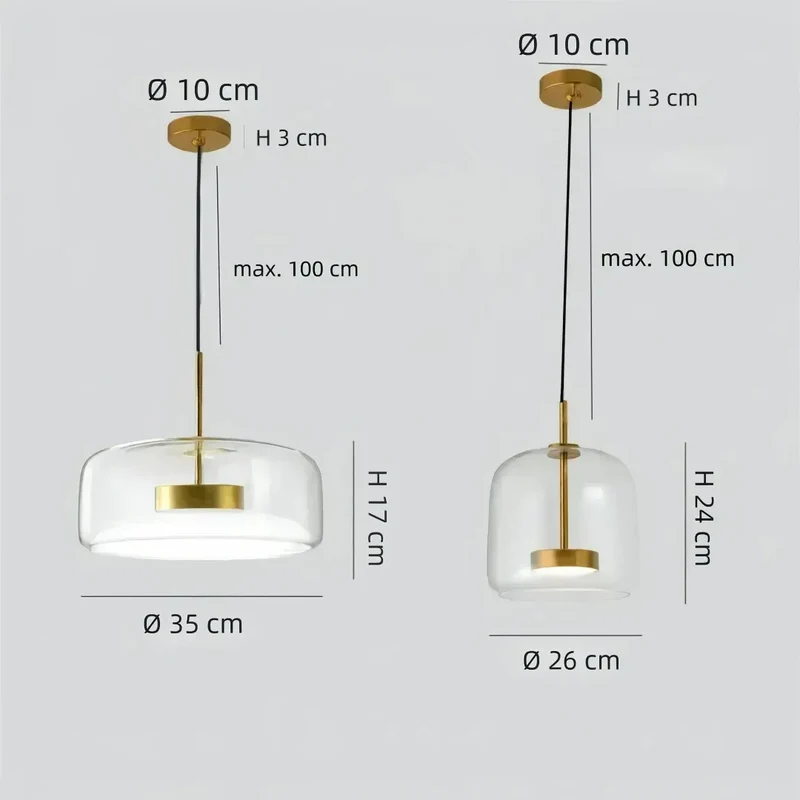 Moderne LED Pendelleuchte aus Glas – dimmbar, ideal für Esszimmer