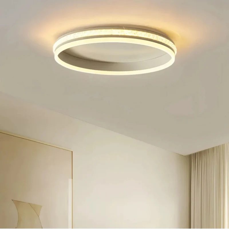 Moderne LED Deckenleuchte mit Ringen dimmbar Kristalloptik Silber