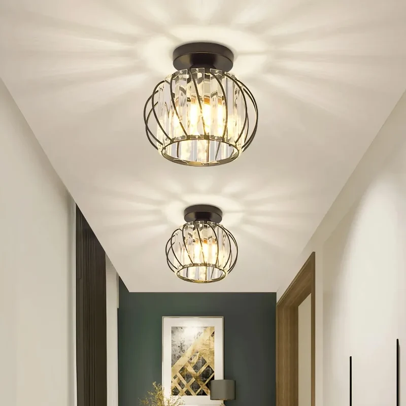 Moderne LED Deckenleuchte für den Flur im Kristall Design, Ø19 cm