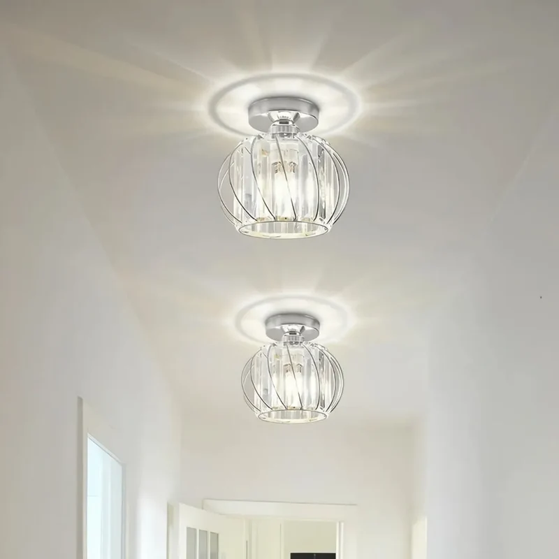Moderne LED Deckenleuchte für den Flur im Kristall Design, Ø19 cm