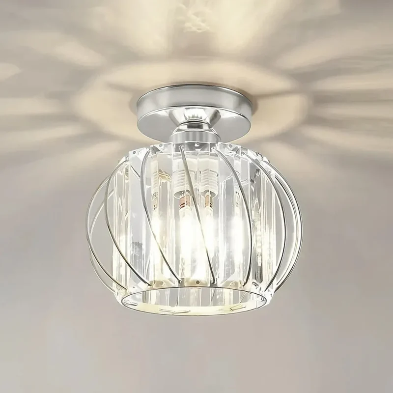 Moderne LED Deckenleuchte für den Flur im Kristall Design, Ø19 cm