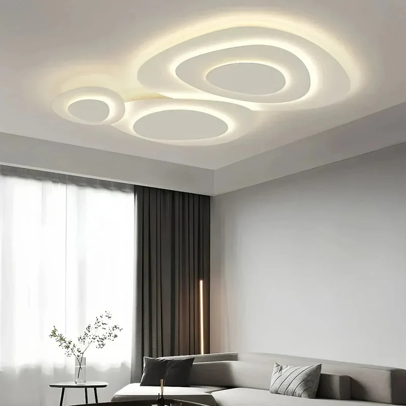 Moderne dimmbare LED Deckenleuchte in Weiß für das Wohnzimmer