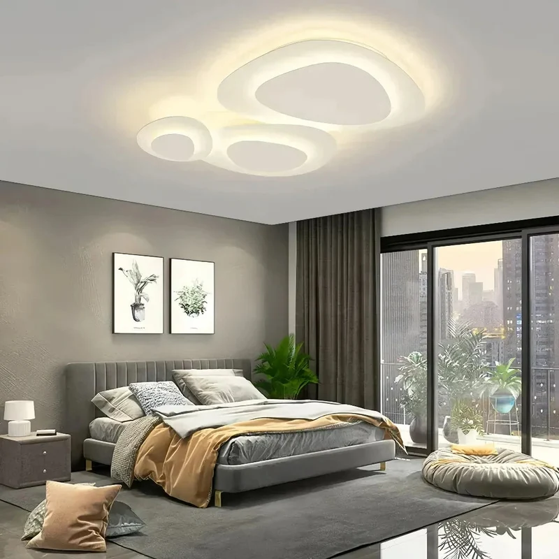Moderne dimmbare LED Deckenleuchte in Weiß für das Wohnzimmer